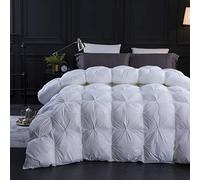 Three Geese Pinch Pleat Goose Feather Down Comforter Cal King Size Duvet Insert 750+ Fill Power 100% Cotton Fabric Down Proof with 8 Tabs (Cal King, White)