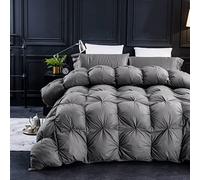 Three Geese Pinch Pleat Goose Feathers Down Comforter California King Size Duvet Insert,750+ Fill Power,1200TC 100% Cotton Fabric,All Seasons Premium Gray Down Comforter with 8 Tabs