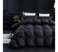Three Geese Pinch Pleat Goose Feathers Down Comforter Twin Size Duvet Insert,750+ Fill Power,1200TC 100% Cotton Fabric,Premium Black-Gray Comforter for All Seasons with 8 Tabs,Twin:68x90inches'