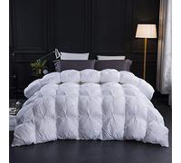 Three Geese Pinch Pleat Waterfowl Feathers Down Comforter King Size Duvet Insert, 1200TC 100% Cotton Fabric, Premium All Seasons White Hotel Warm Comforter with 8 Tabs.