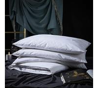 Three Geese Three Goose Feather Pillow Adjustable 100% Soft Egyptian Cotton Good for Side and Back Sleeper Queen Size 1 Pillow
