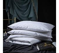 Three Geese Three Goose Feather Pillow Adjustable 100% Soft Egyptian Cotton Good for Side and Back Sleeper Queen Size 1 Pillow