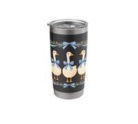 Three Geese with Blue Bows Cottagecore Ribbon Stainless Steel Insulated Tumbler