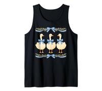 Three Geese with Blue Bows Cottagecore Ribbon Tank Top