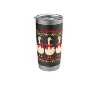 Three Geese with Red Bows Strawberry Garland Cottagecore Stainless Steel Insulated Tumbler