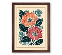 Three Gerberas in Bloom Botanical Framed Wall Art Print A3 (42×29.7cm) Walnut, Wall Decor for Living Room, Bedroom, Office & Home, Ready to Hang, Art Gift
