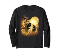 Three German shepherds Howling At The Moon yellow tie dye Long Sleeve T-Shirt