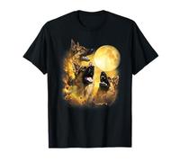 Three German shepherds Howling At The Moon yellow tie dye T-Shirt