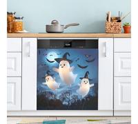 Three Ghosts Dishwasher Magnet Cover for Door Front, Large Metal Decorative Kitchen Dishwasher Panel Decal Refrigerator Magnetic Decor Sticker 58 x 66 CM