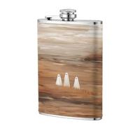 Three Ghosts Standing Among Fall Fields Vintage Pocket Hip Flask 8 Oz, Stainless Steel Flagons for Dad Groomsman Wedding Travel Camping
