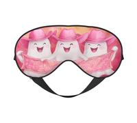 Three Ghosts Wearing Pink Cowgirl Hats Sleep Mask Eye Mask with Adjustable Strap, Eye Sleep Shade Cover Blocks Light for Women Men Airplane Travel Nap Meditation