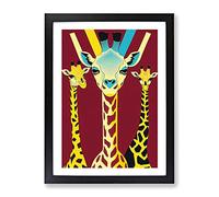 Three Giraffes Framed Print | A2 Black Framed Wall Art | Ready to Hang | Modern Animal Picture | Living Room Bedroom Lounge Office
