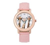 Three Giraffes in Glasses Women's Wrist Watch Fashion Alloy Quartz Watch with Strap Easy to Read