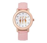 Three Giraffes Ladies Wrist Watches Women Alloy Quartz Watch with PU Strap Fashion Accessories