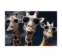 Three Giraffes Placemats 12x18 Inch Linen Table Mats Set of 4 Stain Resistant Easy to Clean Place Mats Washable for Kitchen Dining Table Indoor Outdoor Spring Decor
