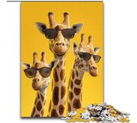 Three Giraffes Wearing Glasses Jigsaws Puzzles 1000 Pieces for Adults Gifts, for Age 14 Years And over Stress Relief Christmas Game Presents for Women (size 26x38cm)