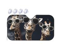 Three Giraffes Wearing Sunglasses Car Windshield Sun Shade Foldable Car Sun Shade Front Windshield Sunshade Windshield Cover Reflective Sun Visor Keep Your Vehicle Cool for SUV Truck