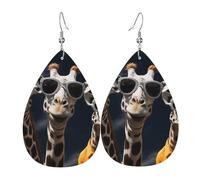 Three Giraffes Wearing Sunglasses Earrings For Women Teardrop Luxurious Leather Dangle Drop Earrings Lightweight Drop Earring For Accessories Daily Wear Decoration