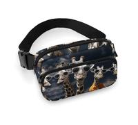 Three Giraffes Wearing Sunglasses Printed Fanny Pack Fanny Packs for Women Men,Crossbody Bag Large Chest Bag with Adjustable Strap for Outdoors Workout Traveling Casual Running, Three Giraffes Wearing