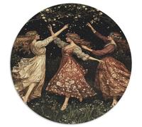 Three Girls Dancing in The Forest Jigsaw Puzzles. 1000pcs (67.5x67.5cm) Vintage Dresses Whimsical Challenge Toy for Educational Games Gifts