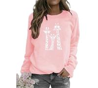 Three Glasses Giraffes 3D Print Women's Long Sleeve O-Neck Pullover Fall Tops Animal Giraffes Y2K Casual Clothes