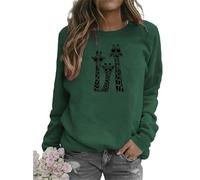 Three Glasses Giraffes 3D Print Women's Long Sleeve O-Neck Pullover Fall Tops Animal Giraffes Y2K Casual Clothes
