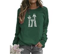 Three Glasses Giraffes 3D Print Women's Long Sleeve O-Neck Pullover Fall Tops Animal Giraffes Y2K Casual Clothes