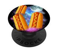 Three Glizzy Moon | Funny 3 Howling Hotdogs Cursed Meme PopSockets Adhesive PopGrip