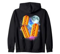 Three Glizzy Moon | Funny 3 Howling Hotdogs Cursed Meme Zip Hoodie