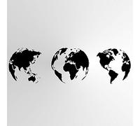 Three Globes World Map Reusable Stencil A3 A4 A5 & Bigger Sizes Travelling Global / P21 (Mylar Reusable Stencil, A5 Size - 148 x 210 mm, 5.8 x 8.3 in)