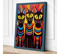 Three Glowing Cats Canvas Wall Art Print 30x20 Inch
