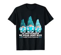 Three Gnome In September We Wear Light Blue Prostate Cancer T-Shirt