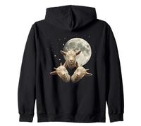 Three Goat Moon Under The Full Moon Night Sky Zip Hoodie