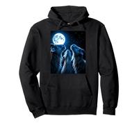 Three Goats Howling At The Full Moon Night Pullover Hoodie