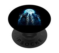 Three Goats Howling At The Full Moon Night Sky PopSockets Adhesive PopGrip