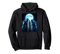 Three Goats Howling At The Full Moon Night Sky Pullover Hoodie
