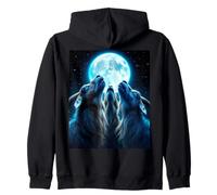 Three Goats Howling At The Full Moon Night Sky Zip Hoodie