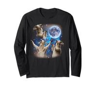 Three Goats Howling at The Moon Weird Meme Goat Long Sleeve T-Shirt