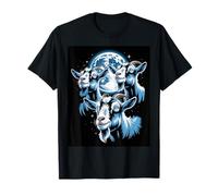 Three Goats Under Full Moon Night Sky Capricorn Meme T-Shirt