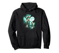 Three Goose howling at the moon tie dye green Pullover Hoodie