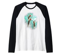 Three Goose Howling at The Moon tie dye Green Raglan Baseball Tee