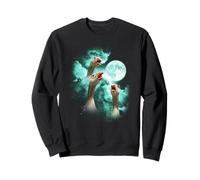 Three Goose howling at the moon tie dye green Sweatshirt