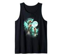 Three Goose Howling at The Moon tie dye Green Tank Top