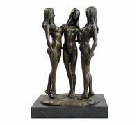 Three Graces Greek Goddesses Real Bronze Statue on Marble Base 11.8 in - Handcrafted Greek Mythology Art