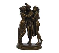 Three Graces Statue Inspired by Canova, Greek Mythology Cast Marble Sculpture 9.84 in, Bronze Finish Classical Goddess Figurine, Handmade in Greece Art Decor