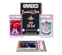 Three Graded Baseball Cards Gift Box: MLB Edition │Three Premium PSA/BGS Graded 10, 9.5 or 9 Cards │Potential Rookie Autographs & Numbered RC Refractors│Gift for Baseball Fans│by Slabs of Heat