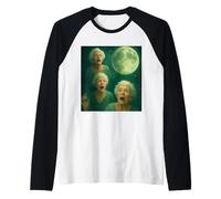 Three Granny Moon 3 Old Ladys Retro Howling Cursed Meme Raglan Baseball Tee