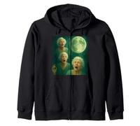 Three Granny Moon 3 Old Ladys Retro Howling Cursed Meme Zip Hoodie