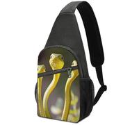 Three Green Snakes Cute Small Sling Crossbody Backpack Travel Chest Bag Casual Daypack for Hiking Running