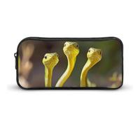 Three Green Snakes Portable Pencil Pen Case Cosmetic Bag Storage Organizer Makeup Pouch Holder